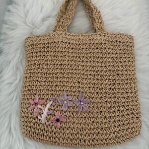 Small Tan Straw Kids Mini Bag